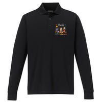 Happy Hallothanksmas Halloween Coffee Latte Thanksgiving Performance Long Sleeve Polo