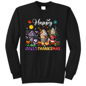 Happy Hallothanksmas Halloween Coffee Latte Thanksgiving Sweatshirt