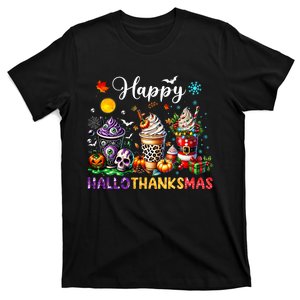 Happy Hallothanksmas Halloween Coffee Latte Thanksgiving T-Shirt