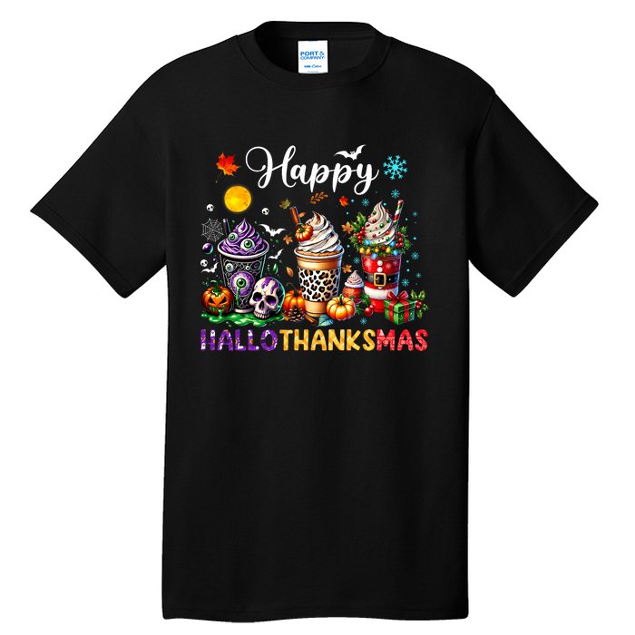 Happy Hallothanksmas Halloween Coffee Latte Thanksgiving Tall T-Shirt