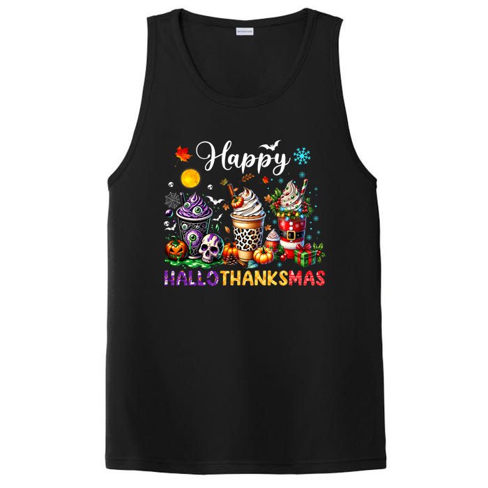 Happy Hallothanksmas Halloween Coffee Latte Thanksgiving PosiCharge Competitor Tank