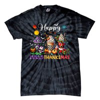 Happy Hallothanksmas Halloween Coffee Latte Thanksgiving Tie-Dye T-Shirt