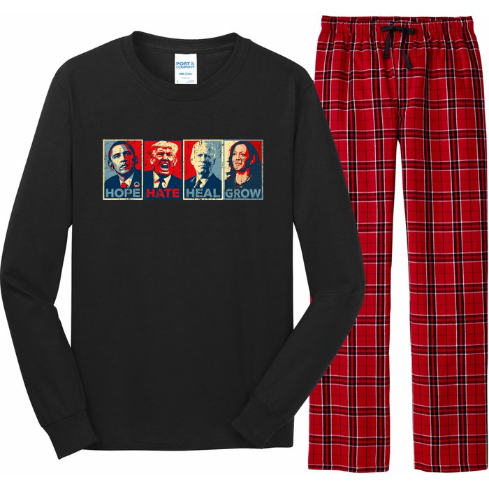 Hope Hate Heal Grow Vote Kamala 2024 Long Sleeve Pajama Set