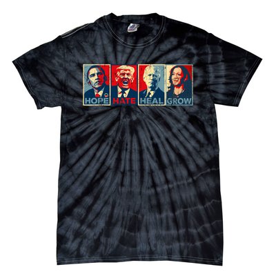 Hope Hate Heal Grow Vote Kamala 2024 Tie-Dye T-Shirt