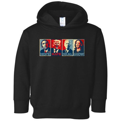 Hope Hate Heal Grow Vote Kamala 2024 Toddler Hoodie