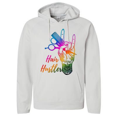 Hair Hustler Hair Stylist Hairdresser Barber Retro Performance Fleece Hoodie