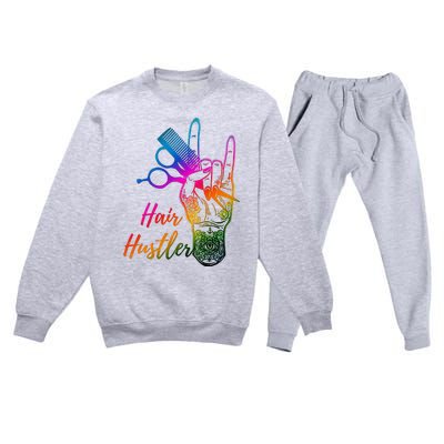 Hair Hustler Hair Stylist Hairdresser Barber Retro Premium Crewneck Sweatsuit Set