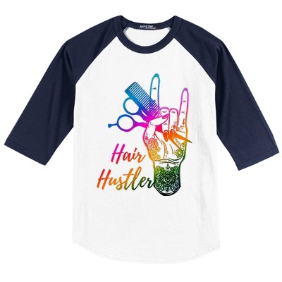 Hair Hustler Hair Stylist Hairdresser Barber Retro Baseball Sleeve Shirt