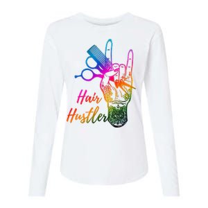 Hair Hustler Hair Stylist Hairdresser Barber Retro Womens Cotton Relaxed Long Sleeve T-Shirt