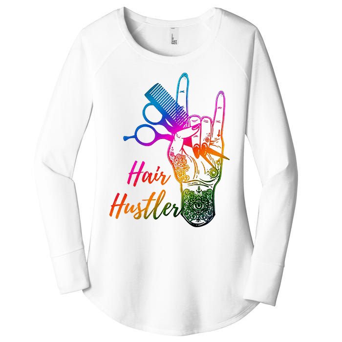 Hair Hustler Hair Stylist Hairdresser Barber Retro Women's Perfect Tri Tunic Long Sleeve Shirt