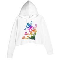 Hair Hustler Hair Stylist Hairdresser Barber Retro Crop Fleece Hoodie