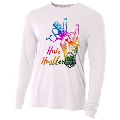 Hair Hustler Hair Stylist Hairdresser Barber Retro Cooling Performance Long Sleeve Crew