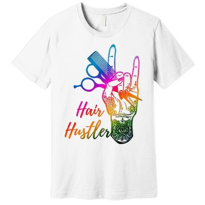 Hair Hustler Hair Stylist Hairdresser Barber Retro Premium T-Shirt