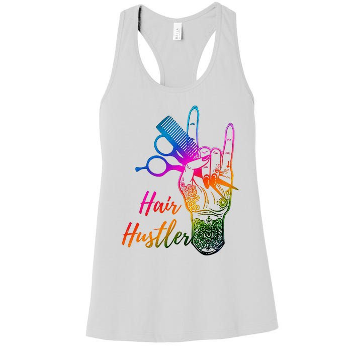 Hair Hustler Hair Stylist Hairdresser Barber Retro Women's Racerback Tank