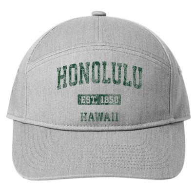 Honolulu Hawaii Hi Vintage Athletic Sports Design 7-Panel Snapback Hat