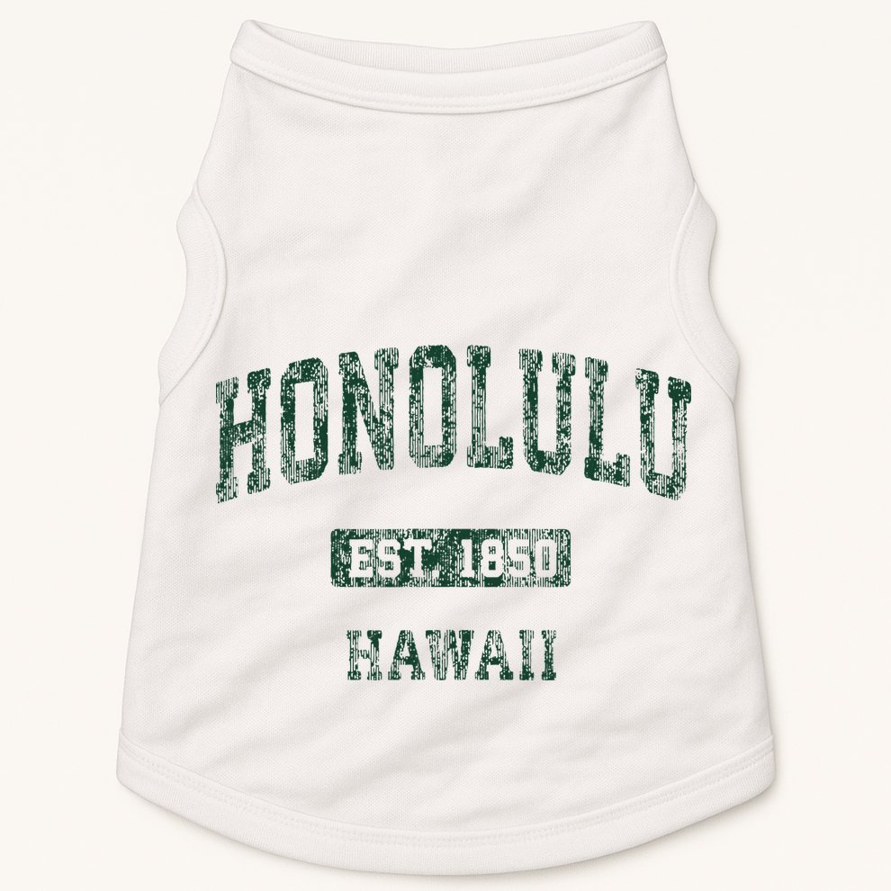 Honolulu Hawaii Hi Vintage Athletic Sports Design Doggie Tank