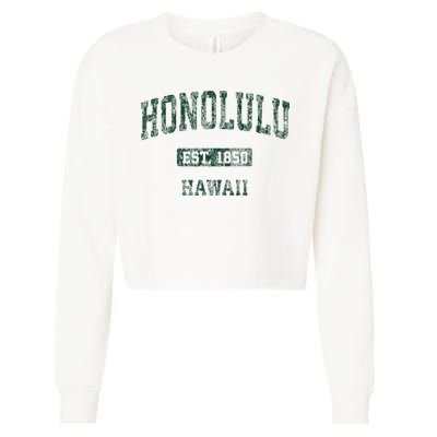 Honolulu Hawaii Hi Vintage Athletic Sports Design Cropped Pullover Crew