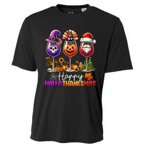 Happy Hallothanksmas Halloween Thanksgiving Christmas Funny Cooling Performance Crew T-Shirt