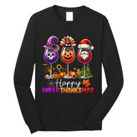 Happy Hallothanksmas Halloween Thanksgiving Christmas Funny Long Sleeve Shirt