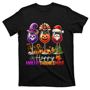 Happy Hallothanksmas Halloween Thanksgiving Christmas Funny T-Shirt