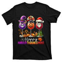 Happy Hallothanksmas Halloween Thanksgiving Christmas Funny T-Shirt