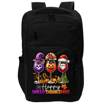 Happy Hallothanksmas Halloween Thanksgiving Christmas Funny Impact Tech Backpack