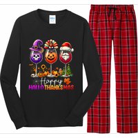 Happy Hallothanksmas Halloween Thanksgiving Christmas Funny Long Sleeve Pajama Set