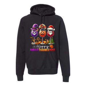 Happy Hallothanksmas Halloween Thanksgiving Christmas Funny Premium Hoodie