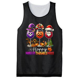 Happy Hallothanksmas Halloween Thanksgiving Christmas Funny Mesh Reversible Basketball Jersey Tank