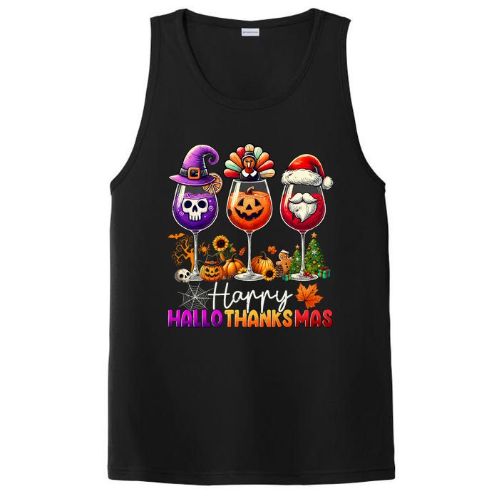 Happy Hallothanksmas Halloween Thanksgiving Christmas Funny PosiCharge Competitor Tank