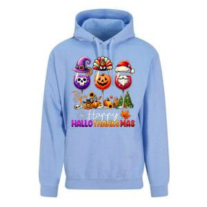 Happy Hallothanksmas Halloween Thanksgiving Christmas Funny Unisex Surf Hoodie