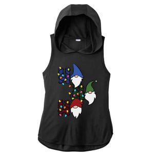 Ho Ho Ho Gnome Jolly Christmas Ladies PosiCharge Tri-Blend Wicking Draft Hoodie Tank