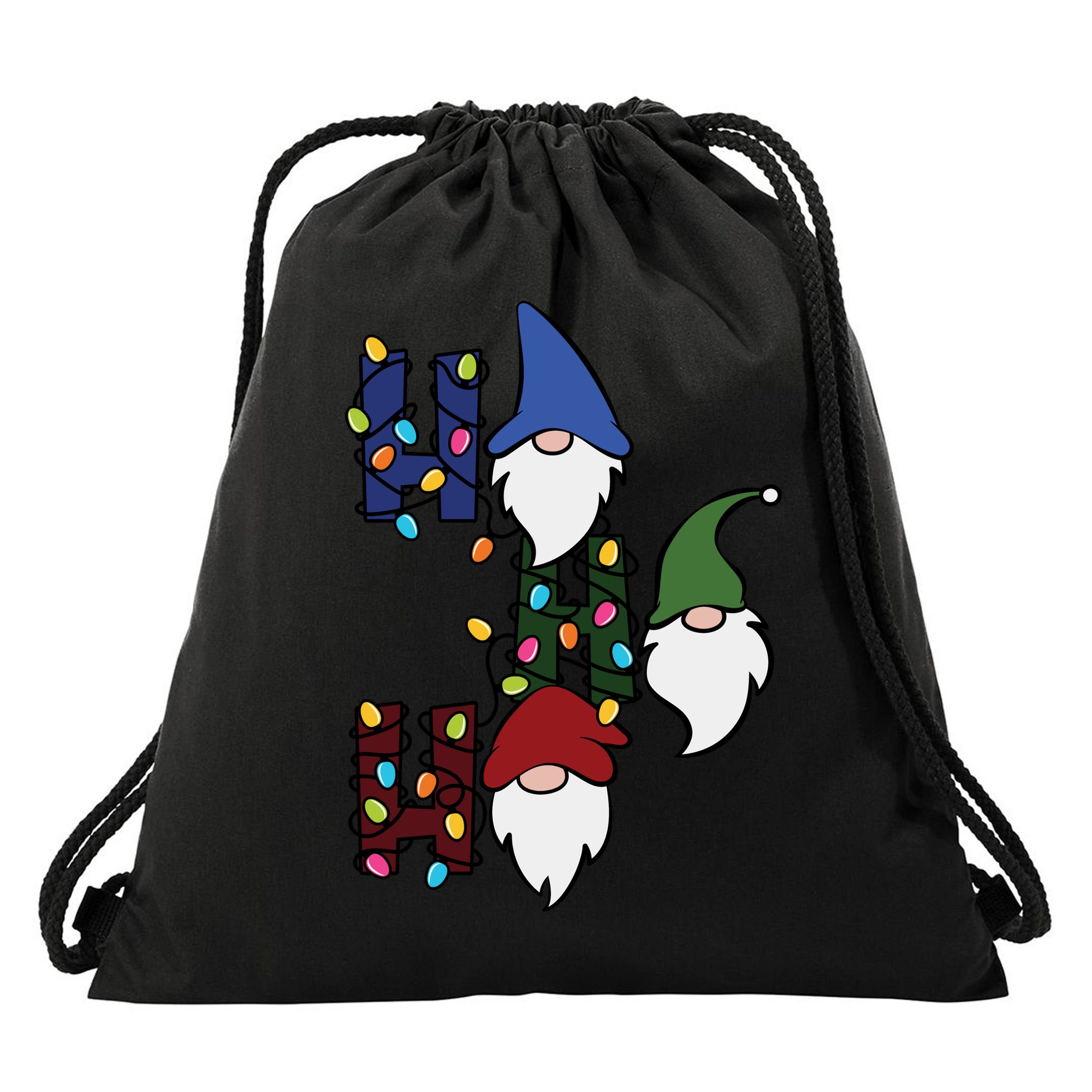 Ho Ho Ho Gnome Jolly Christmas Drawstring Bag