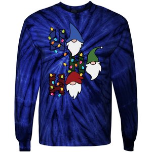 Ho Ho Ho Gnome Jolly Christmas Tie-Dye Long Sleeve Shirt