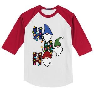 Ho Ho Ho Gnome Jolly Christmas Kids Colorblock Raglan Jersey