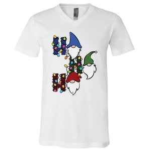 Ho Ho Ho Gnome Jolly Christmas V-Neck T-Shirt