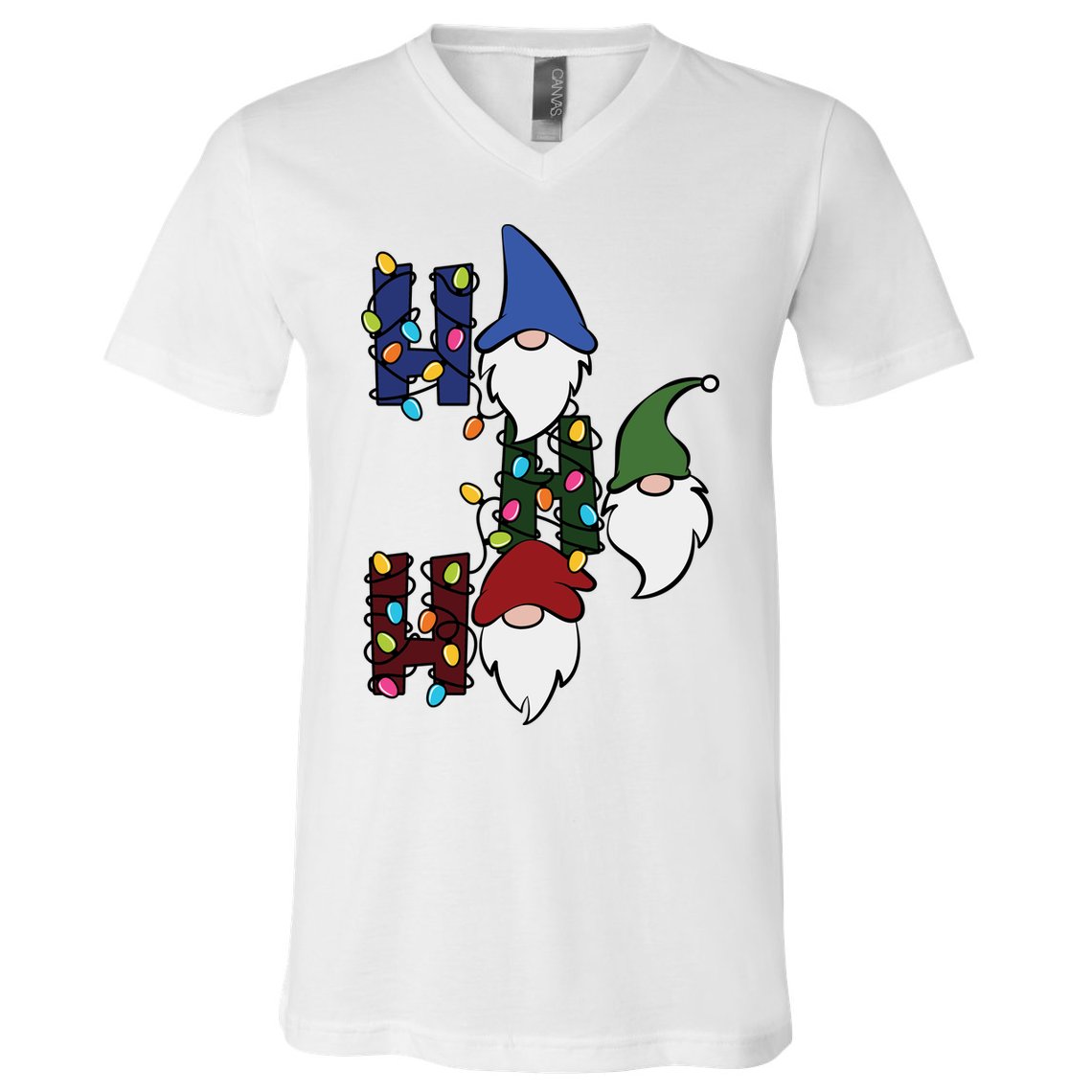 Ho Ho Ho Gnome Jolly Christmas V-Neck T-Shirt
