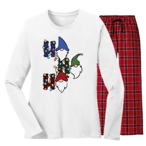 Ho Ho Ho Gnome Jolly Christmas Women's Long Sleeve Flannel Pajama Set 