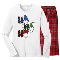 Ho Ho Ho Gnome Jolly Christmas Women's Long Sleeve Flannel Pajama Set 