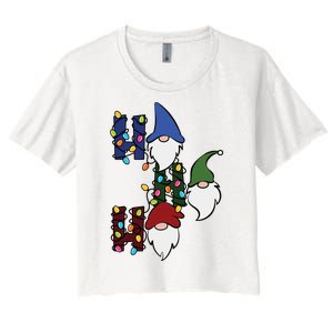 Ho Ho Ho Gnome Jolly Christmas Women's Crop Top Tee