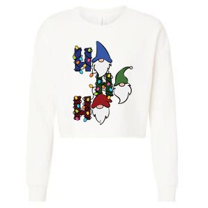 Ho Ho Ho Gnome Jolly Christmas Cropped Pullover Crew