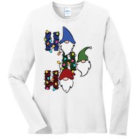 Ho Ho Ho Gnome Jolly Christmas Ladies Long Sleeve Shirt