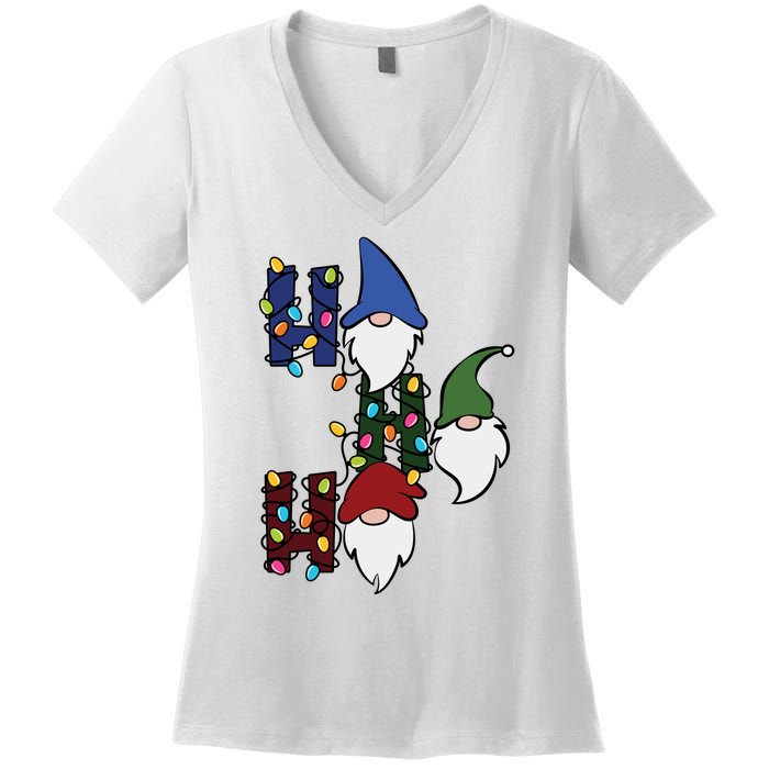 Ho Ho Ho Gnome Jolly Christmas Women's V-Neck T-Shirt