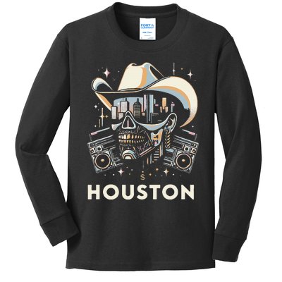 Houston Hip Hop Graphic Kids Long Sleeve Shirt