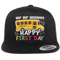 Hip Hip Hooray Happy First Day Back To School First Day Of School Flat Bill Trucker Hat