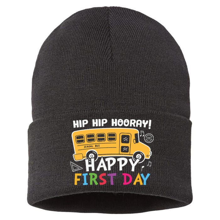 Hip Hip Hooray Happy First Day Back To School First Day Of School Sustainable Knit Beanie