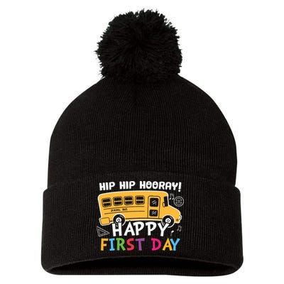 Hip Hip Hooray Happy First Day Back To School First Day Of School Pom Pom 12in Knit Beanie