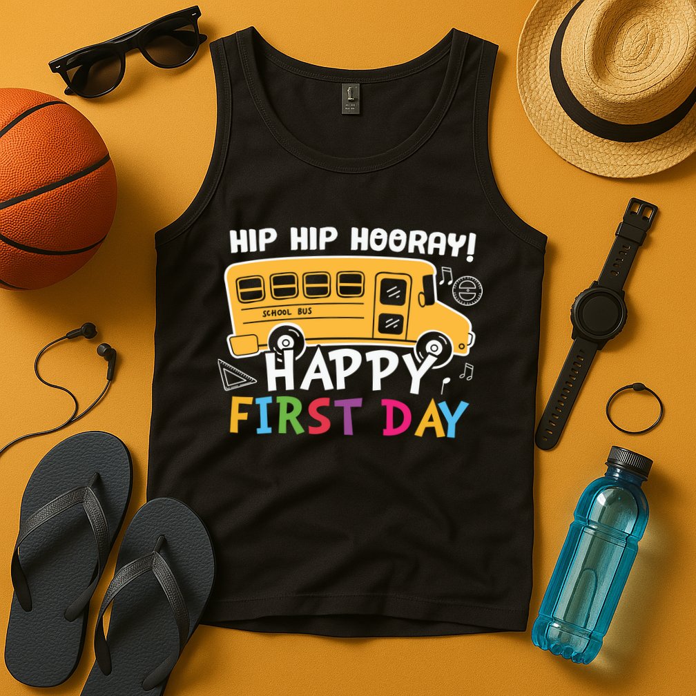 Hip Hip Hooray Happy First Day Back To School First Day Of School Tank Top