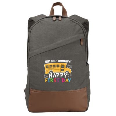 Hip Hip Hooray Happy First Day Back To School First Day Of School Cotton Canvas Backpack