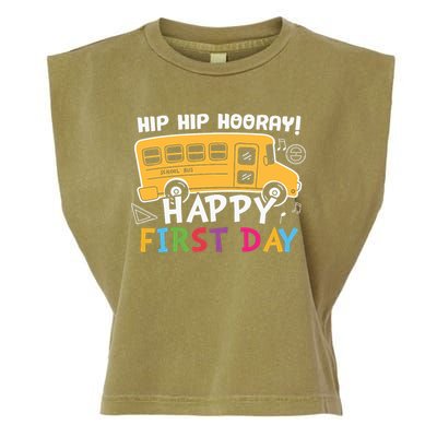 Hip Hip Hooray Happy First Day Back To School First Day Of School Garment-Dyed Women's Muscle Tee